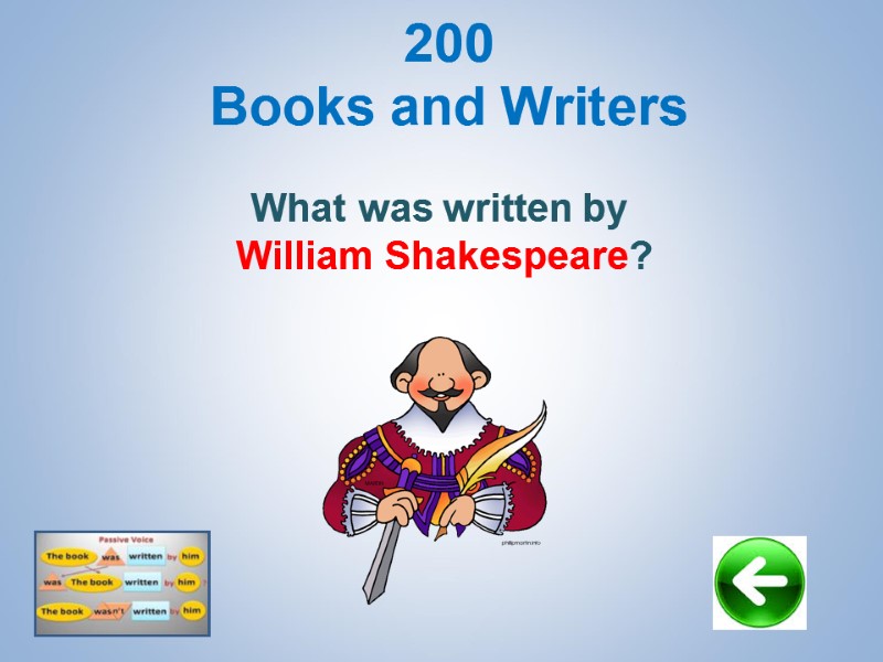 What was written by  William Shakespeare?  200 Books and Writers